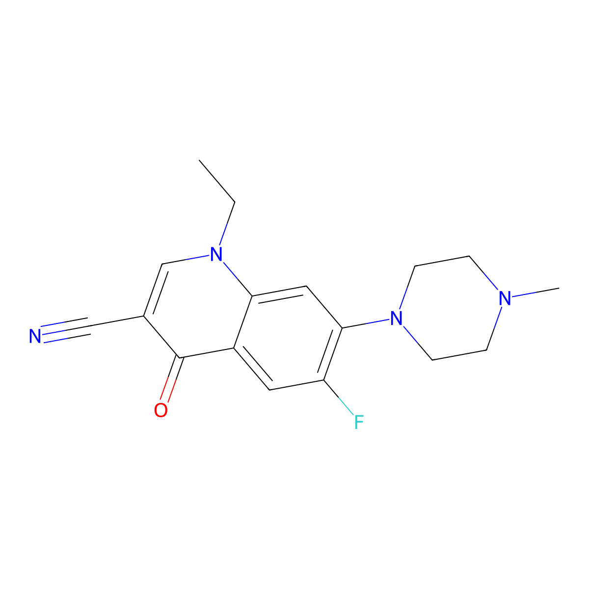 1-Ethyl-6-fluoro-7-(4-methylpiperazin-1-yl)-4-oxoquinoline-3-carbonitrile molecular structure, CAS 1359864-68-8
