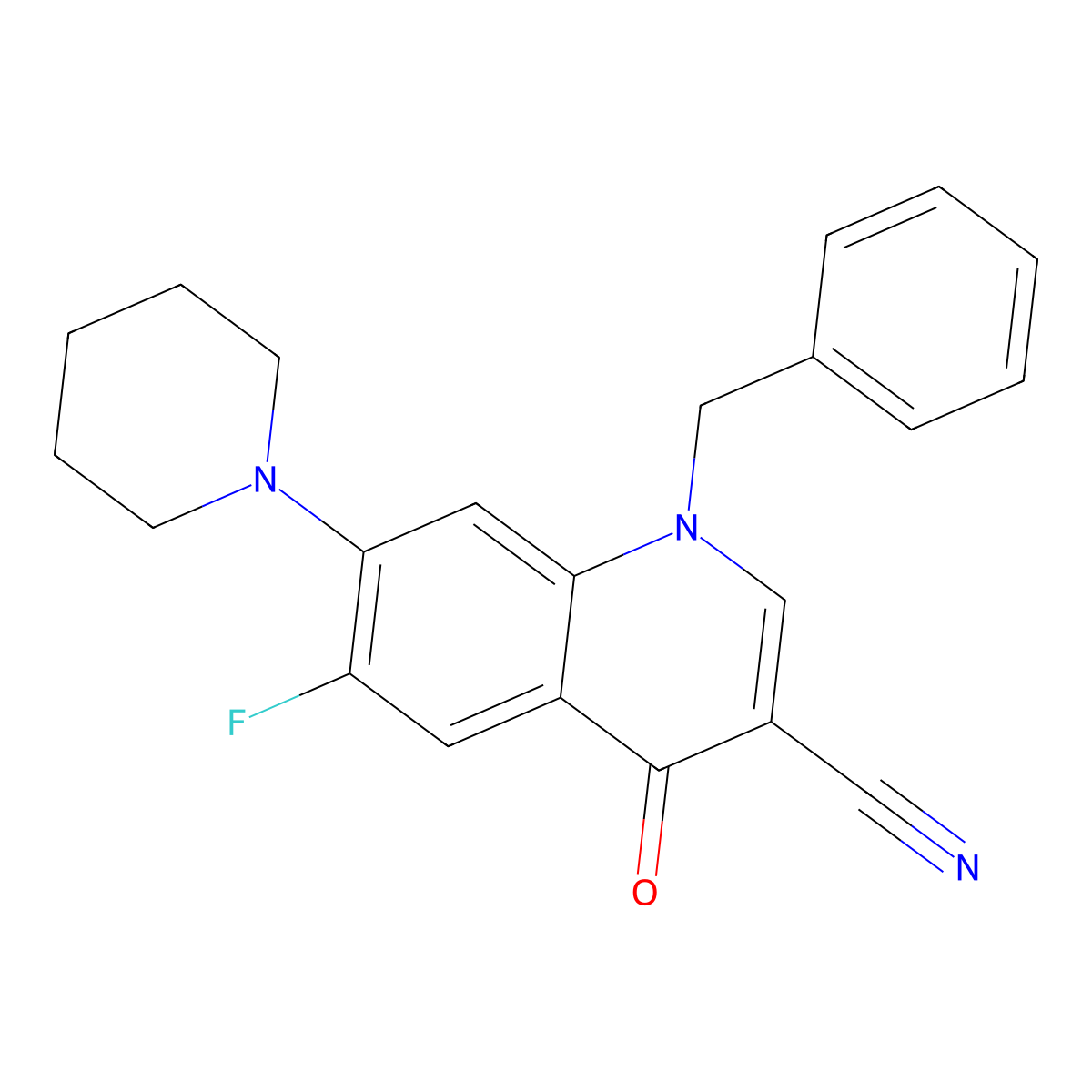 1-Benzyl-6-fluoro-4-oxo-7-piperidin-1-ylquinoline-3-carbonitrile molecular structure, CAS 1359864-73-5