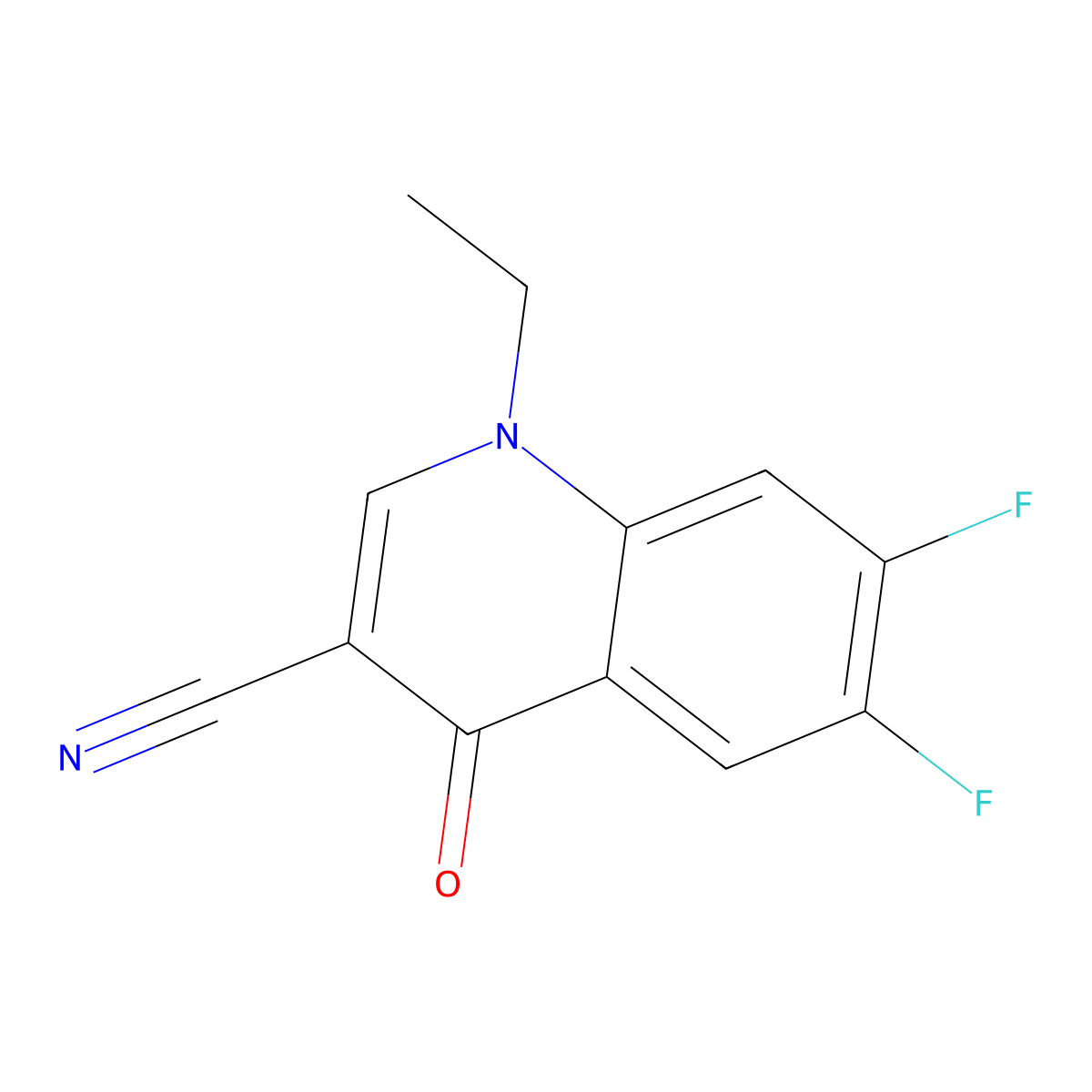 1-Ethyl-6,7-difluoro-4-oxoquinoline-3-carbonitrile molecular structure, CAS 1359864-80-4