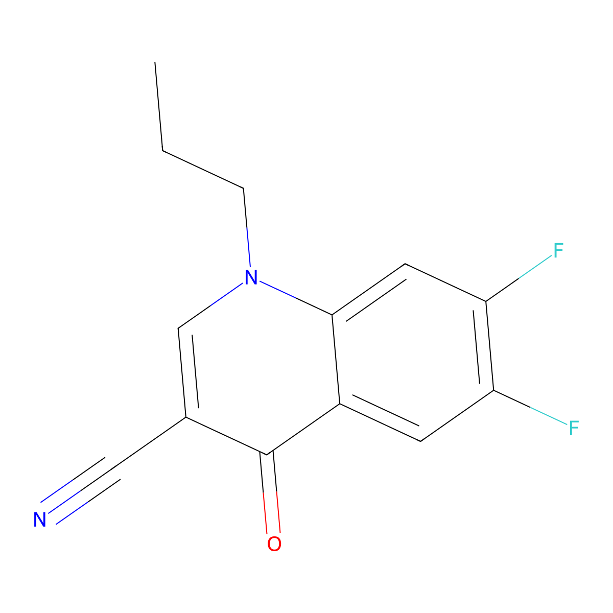 6,7-Difluoro-4-oxo-1-propyl-1,4-dihydro-quinoline-3-carbonitrile molecular structure, CAS 1359864-81-5