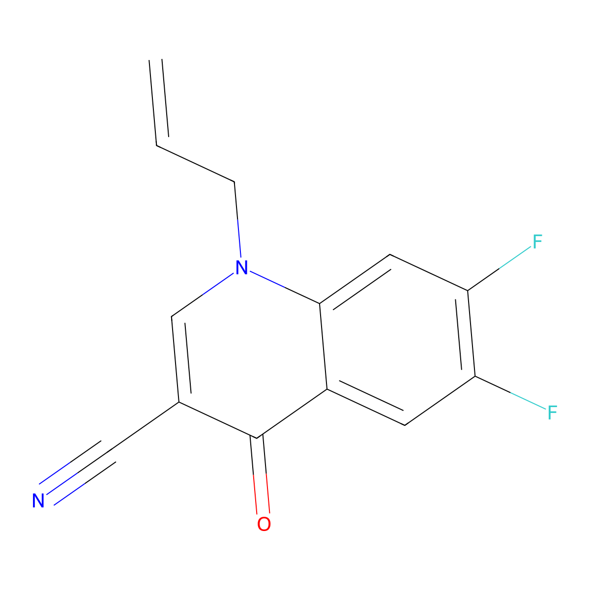 6,7-Difluoro-4-oxo-1-prop-2-enylquinoline-3-carbonitrile molecular structure, CAS 1359864-84-8