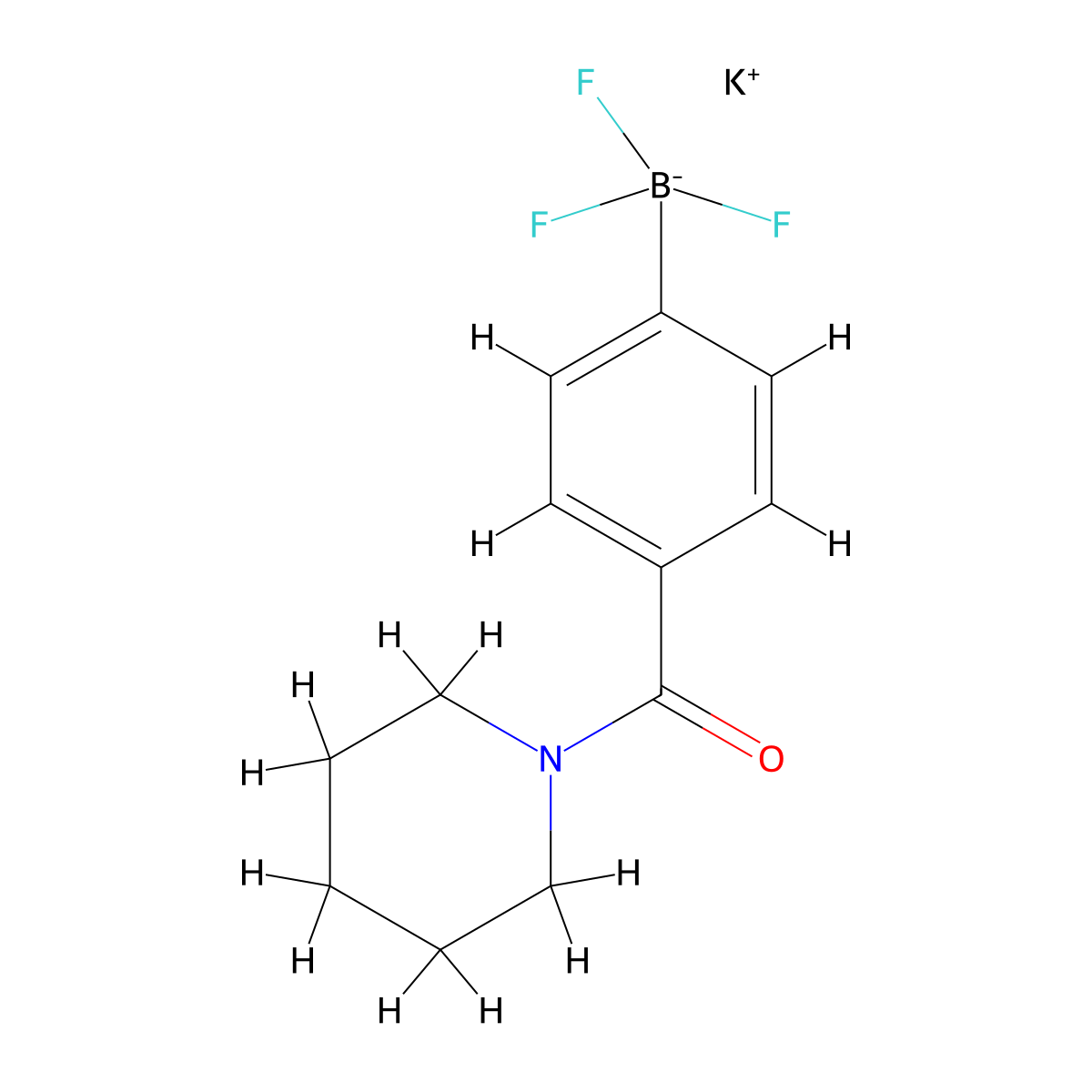 Potassium trifluoro(4-(piperidine-1-carbonyl)phenyl)boranuide molecular structure, CAS 1359865-98-7