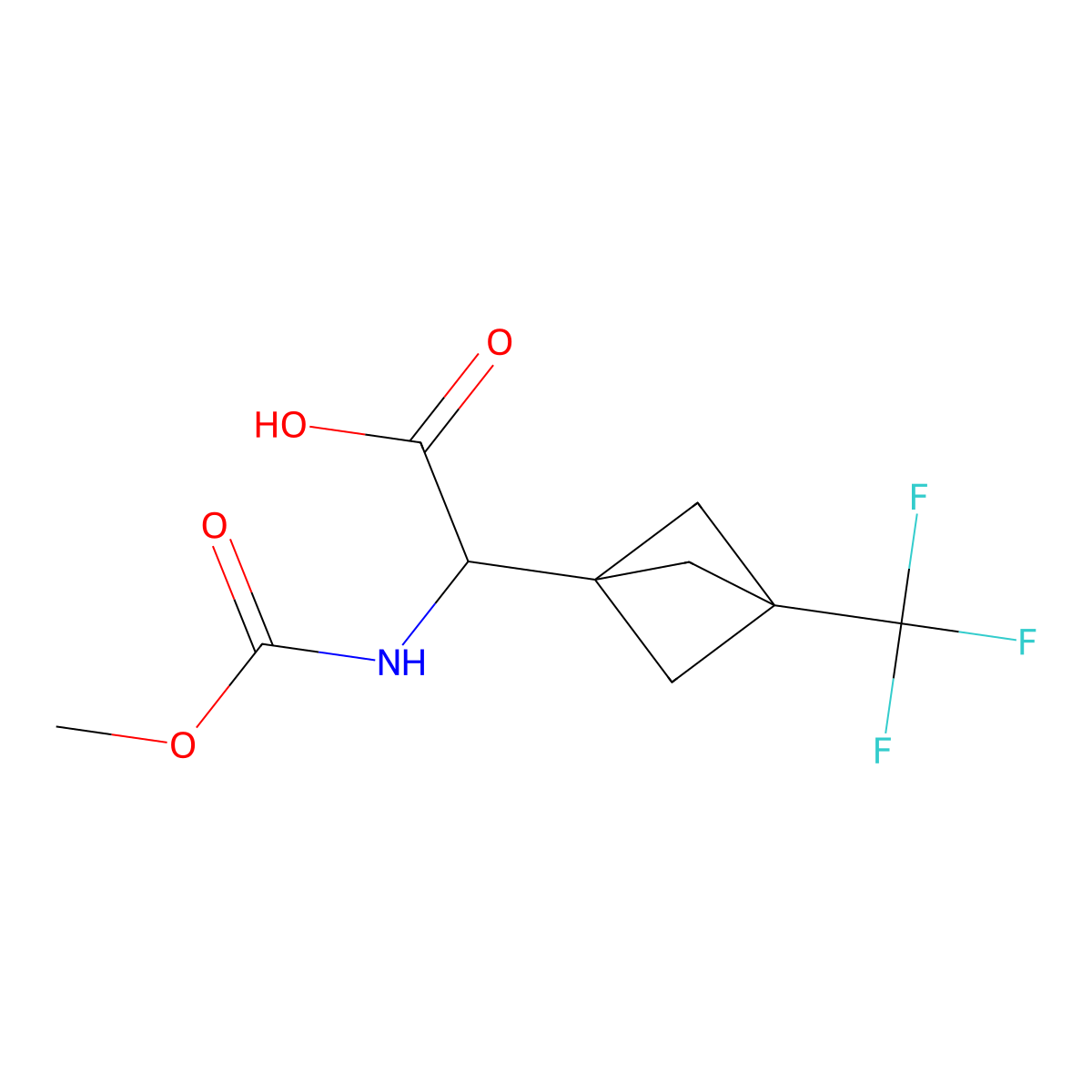 (2S)-2-[(methoxycarbonyl)amino]-2-[3-(trifluoromethyl)bicyclo[1.1.1]pentan-1-yl]acetic acid molecular structure, CAS 1359869-34-3