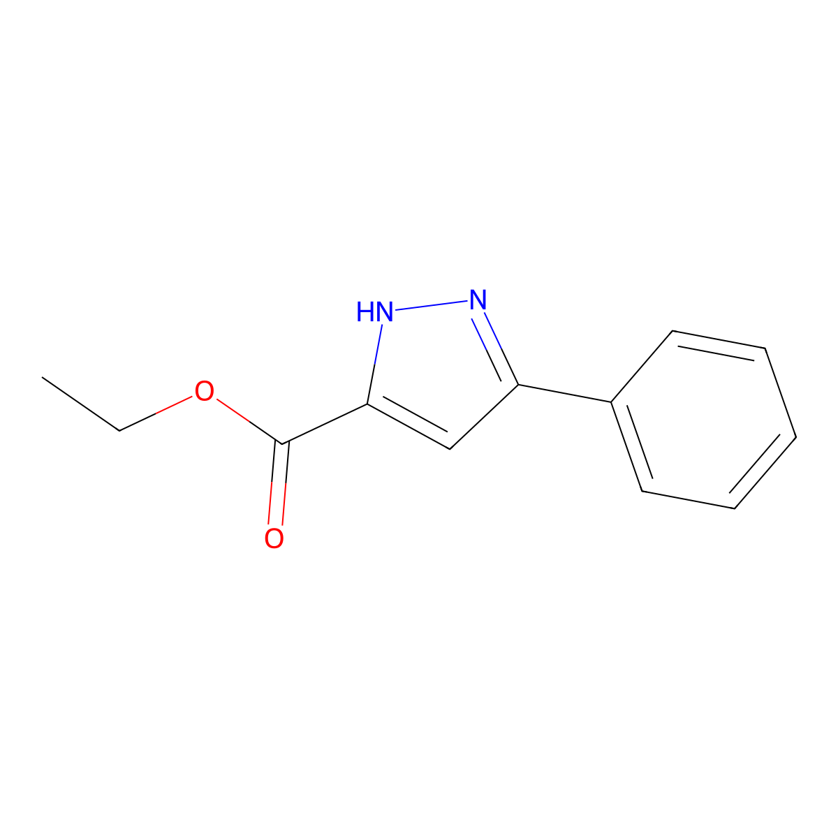 1H-Pyrazole-3-carboxylic acid, 5-phenyl-, ethyl ester molecular structure, CAS 13599-12-7