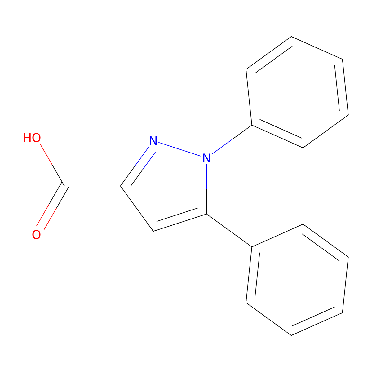 1,5-diphenyl-1H-pyrazole-3-carboxylic acid molecular structure, CAS 13599-22-9