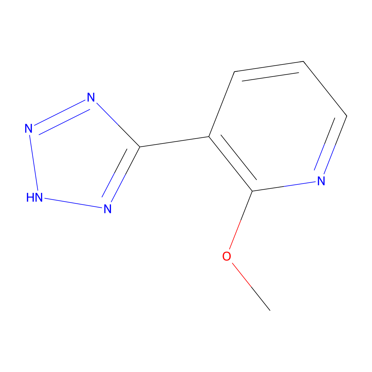 Pyridine, 2-methoxy-3-(2H-tetrazol-5-yl)- molecular structure, CAS 13599-95-6