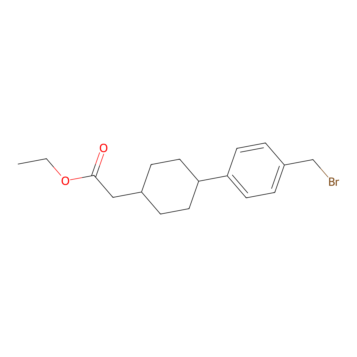 Ethyl 2-((trans-4-(4-(bromomethyl)phenyl)cyclohexyl)acetate molecular structure, CAS 1359943-47-7
