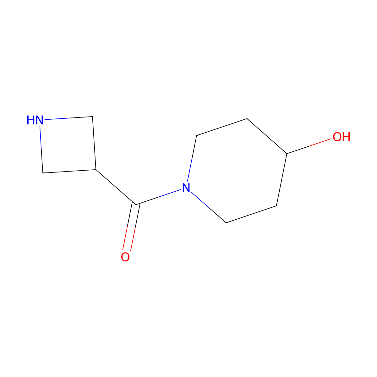 1-(Azetidine-3-carbonyl)piperidin-4-ol molecular structure, CAS 1359971-12-2