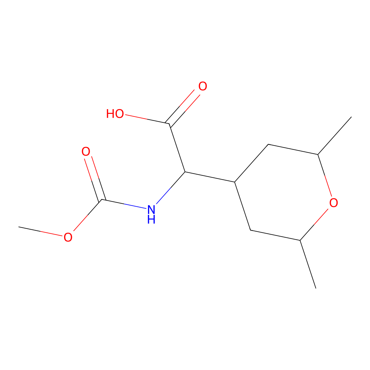 (S)-2-((2R,6R)-2,6-Dimethyltetrahydro-2H-pyran-4-yl)-2-((methoxycarbonyl)amino)acetic acid molecular structure, CAS 1359976-83-2