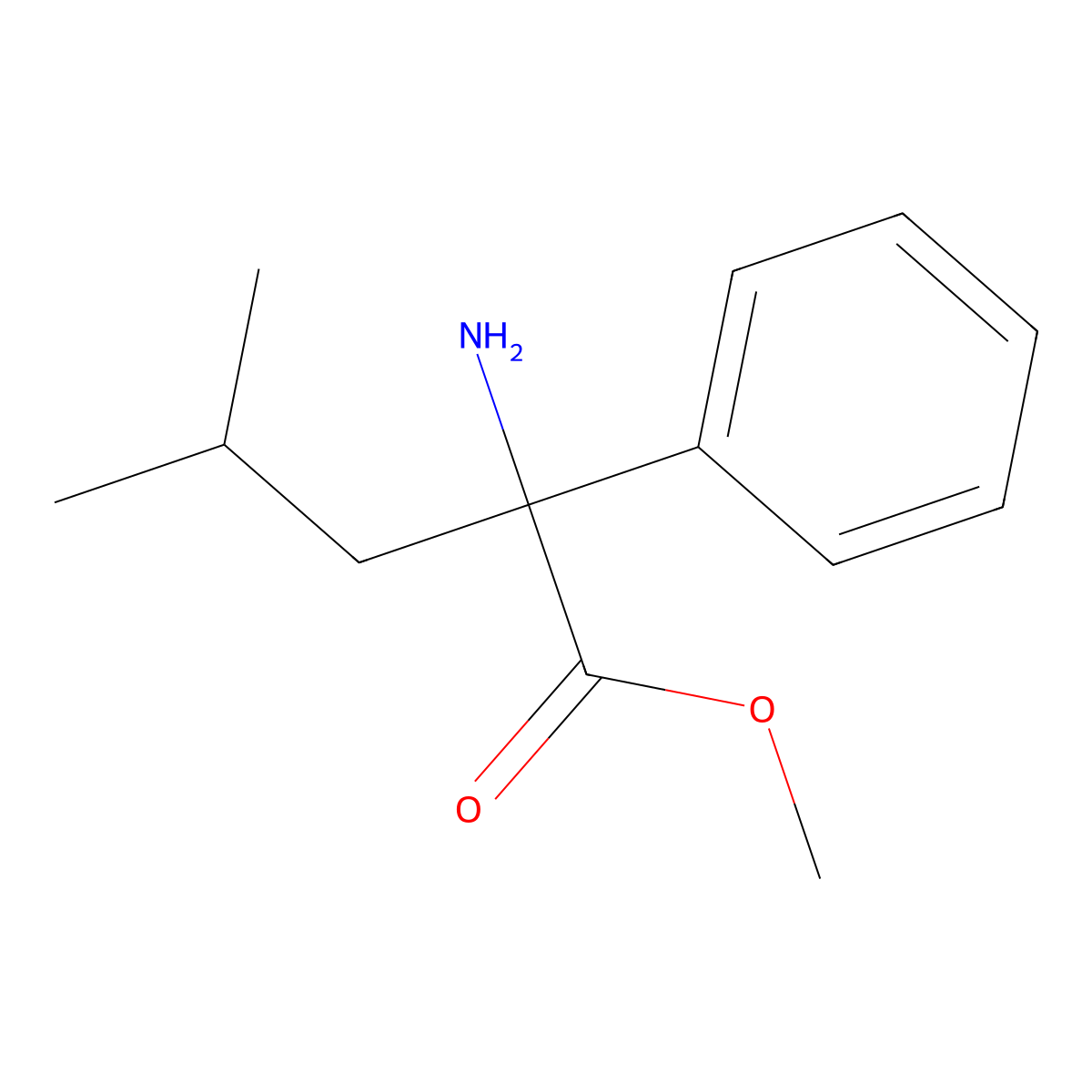 Methyl 2-amino-4-methyl-2-phenylpentanoate molecular structure, CAS 135998-83-3