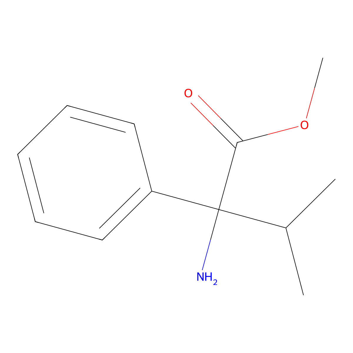 Methyl 2-amino-3-methyl-2-phenylbutanoate molecular structure, CAS 135998-84-4