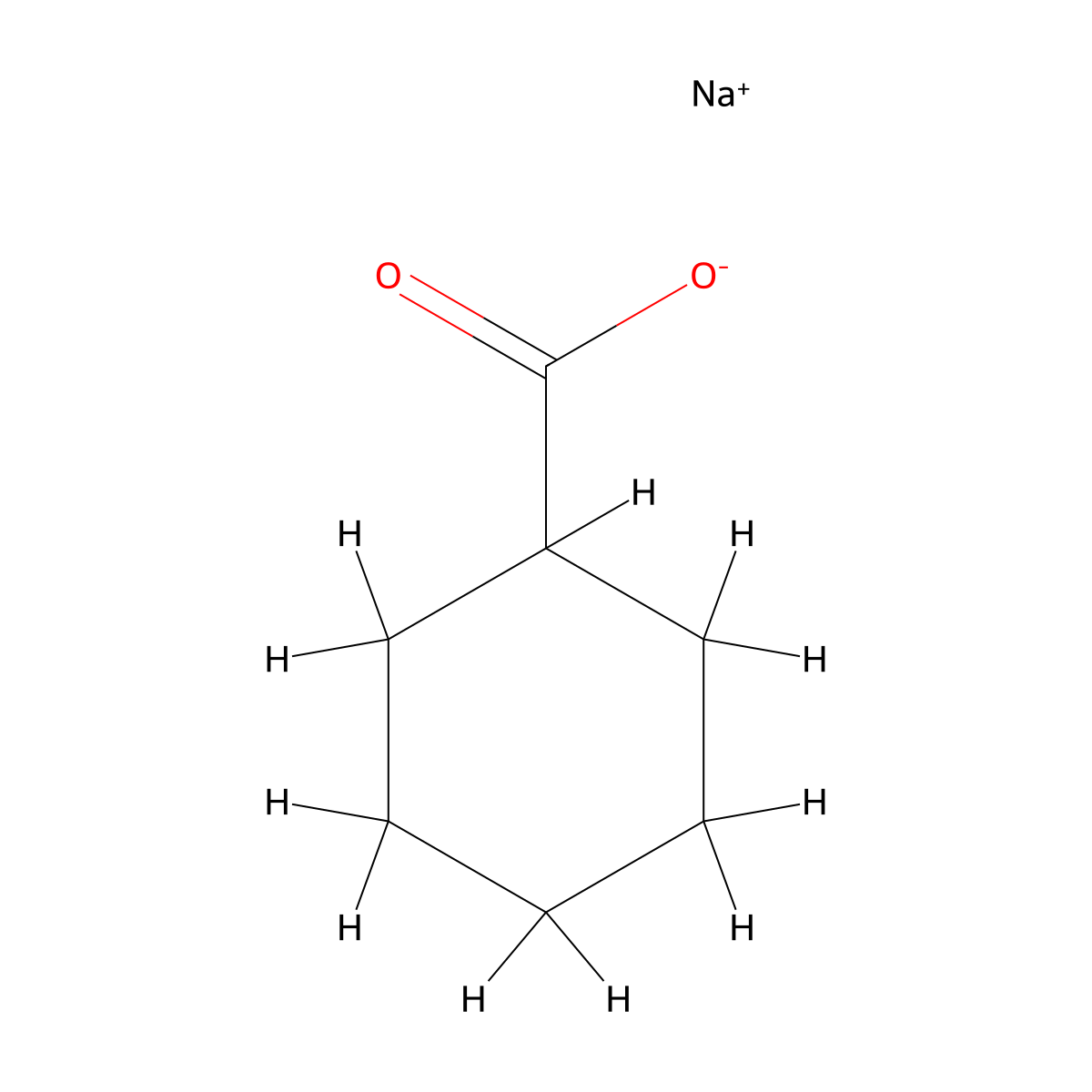Sodium cyclohexanecarboxylate molecular structure, CAS 136-01-6