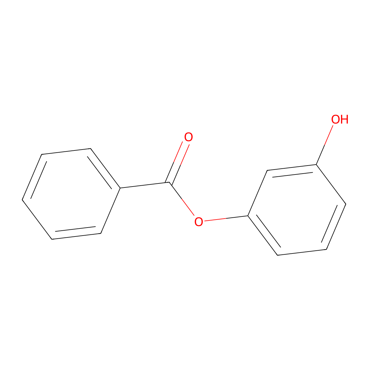 Resorcinol, monobenzoate molecular structure, CAS 136-36-7