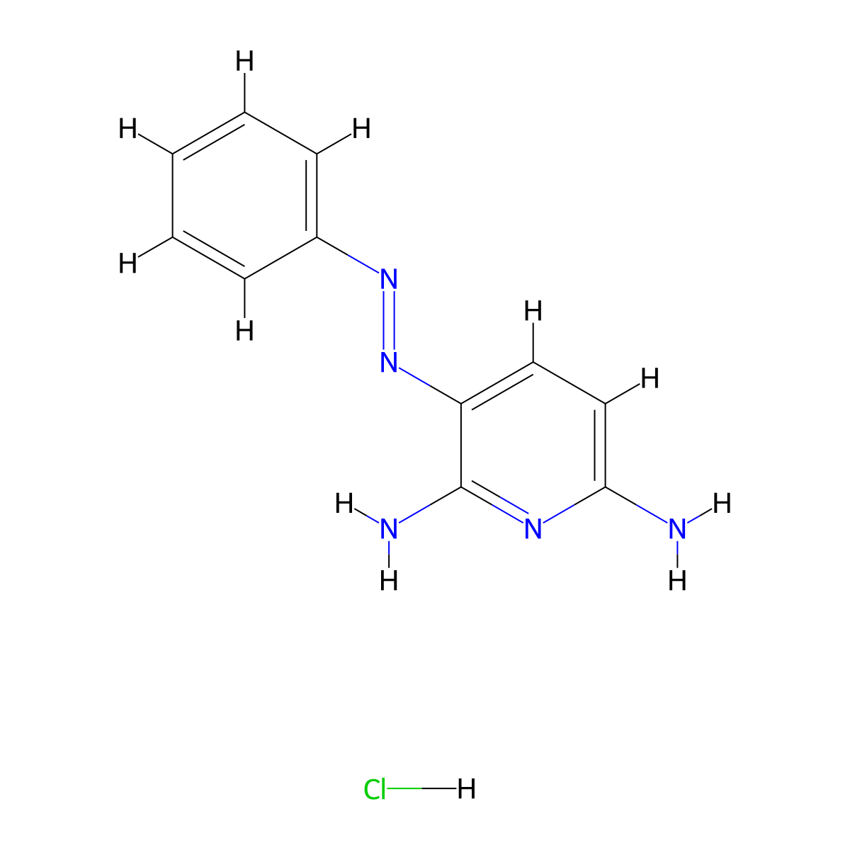 Phenazopyridine hydrochloride molecular structure, CAS 136-40-3