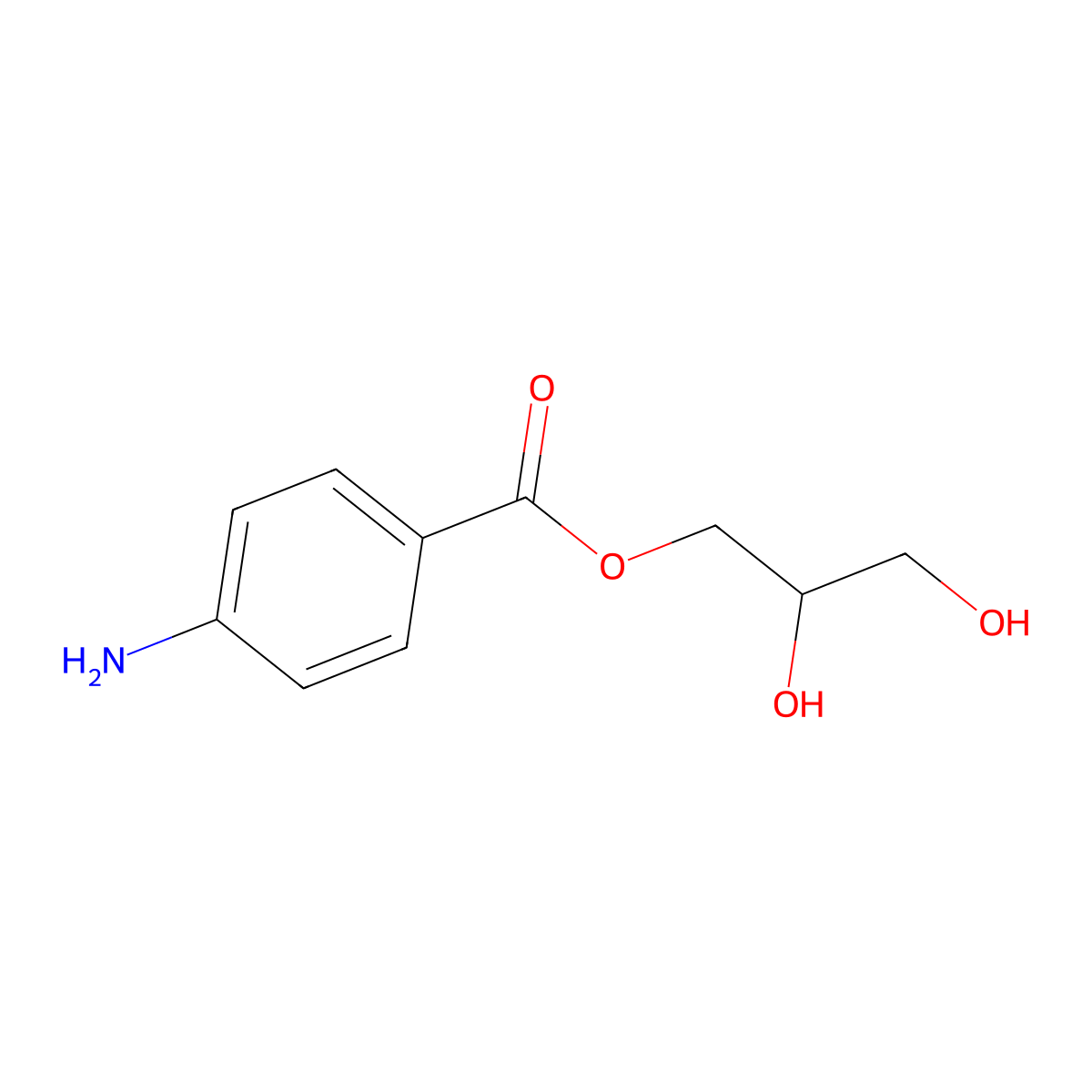 2,3-Dihydroxypropyl 4-aminobenzoate molecular structure, CAS 136-44-7