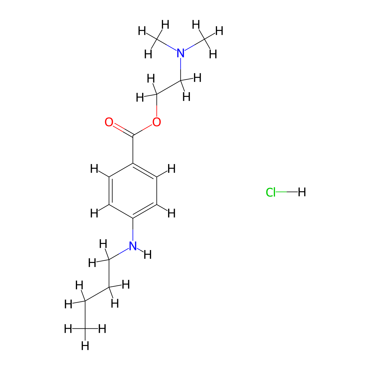 Tetracaine Hydrochloride molecular structure, CAS 136-47-0