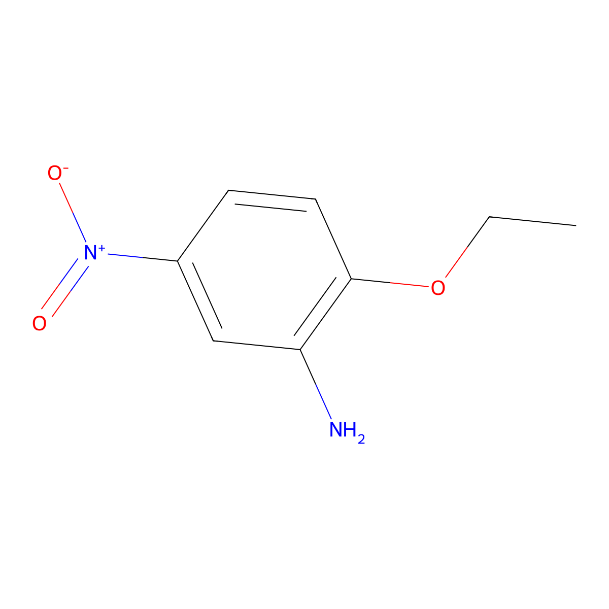 2-Ethoxy-5-nitrobenzenamine molecular structure, CAS 136-79-8