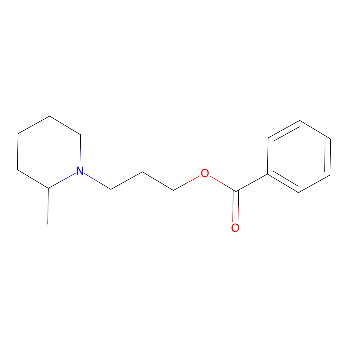 Piperocaine molecular structure, CAS 136-82-3