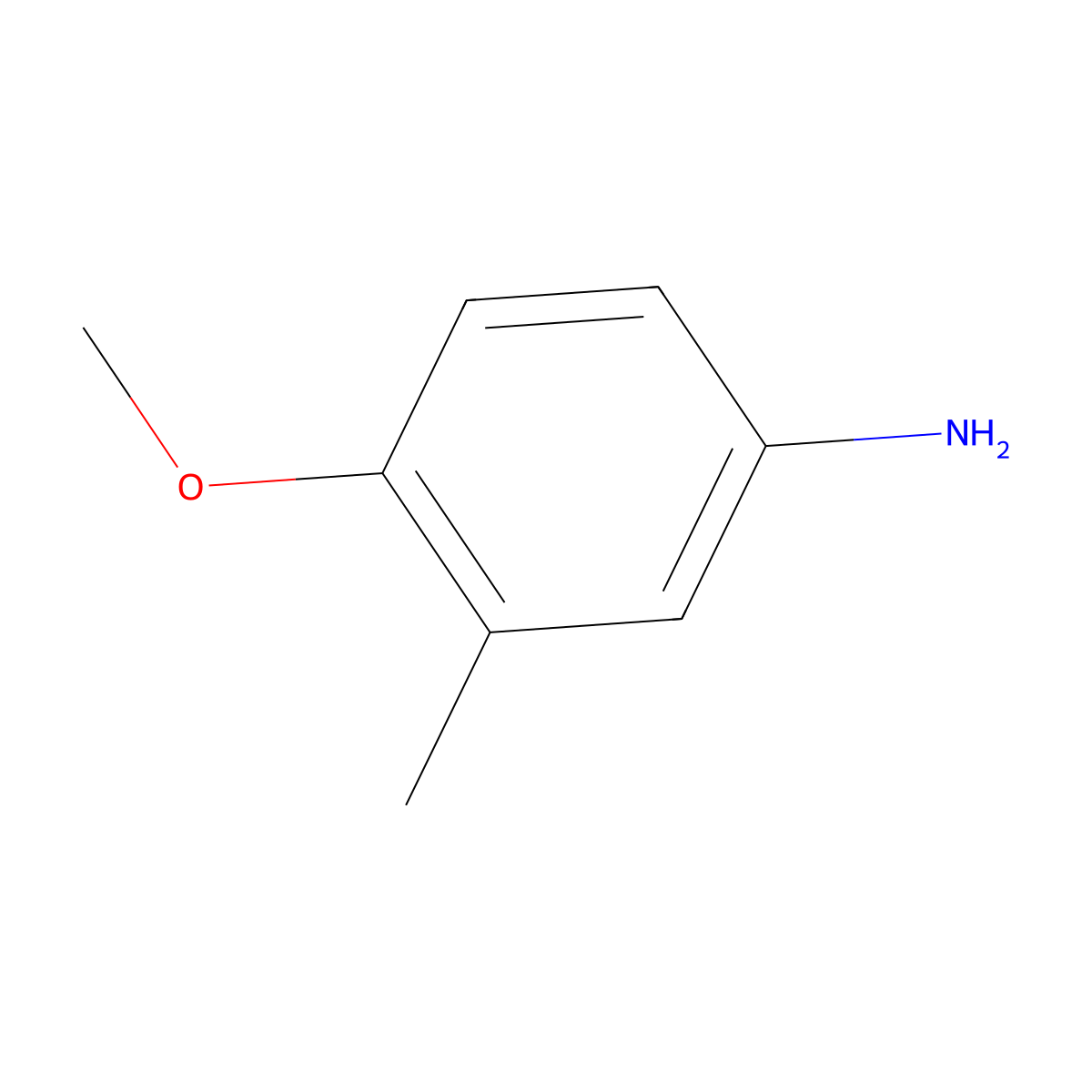 3-Methyl-4-methoxybenzenamine molecular structure, CAS 136-90-3