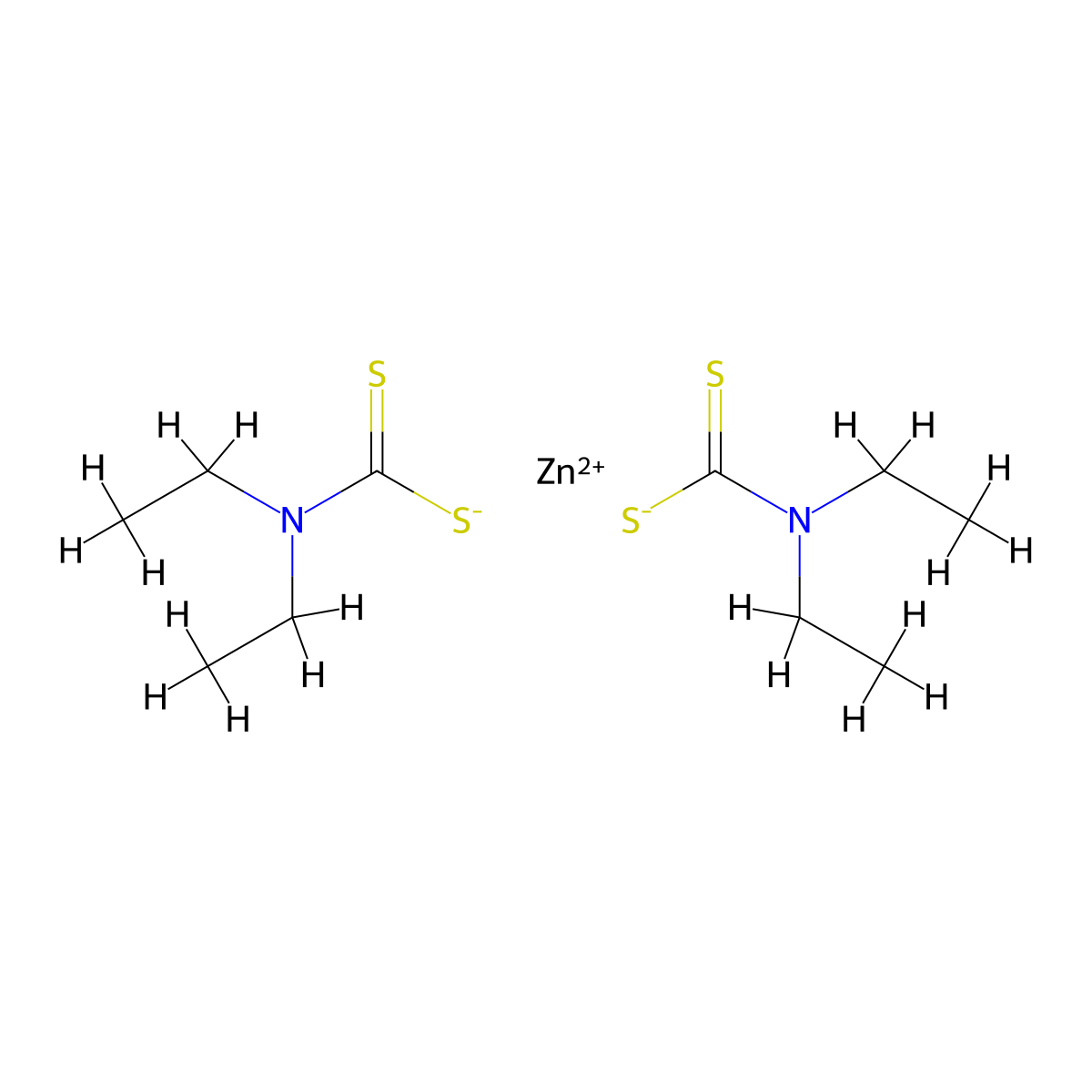 Zinc Diethyldithiocarbamate molecular structure, CAS 136-94-7