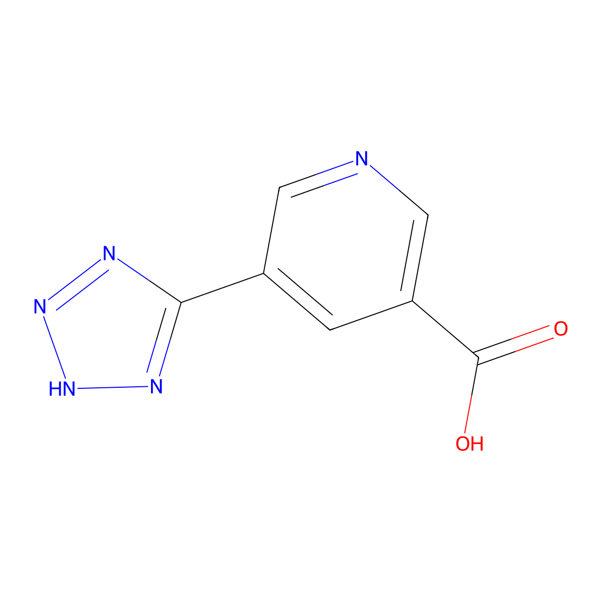 5-(1H-tetrazol-5-yl)-nicotinic acid molecular structure, CAS 13600-28-7