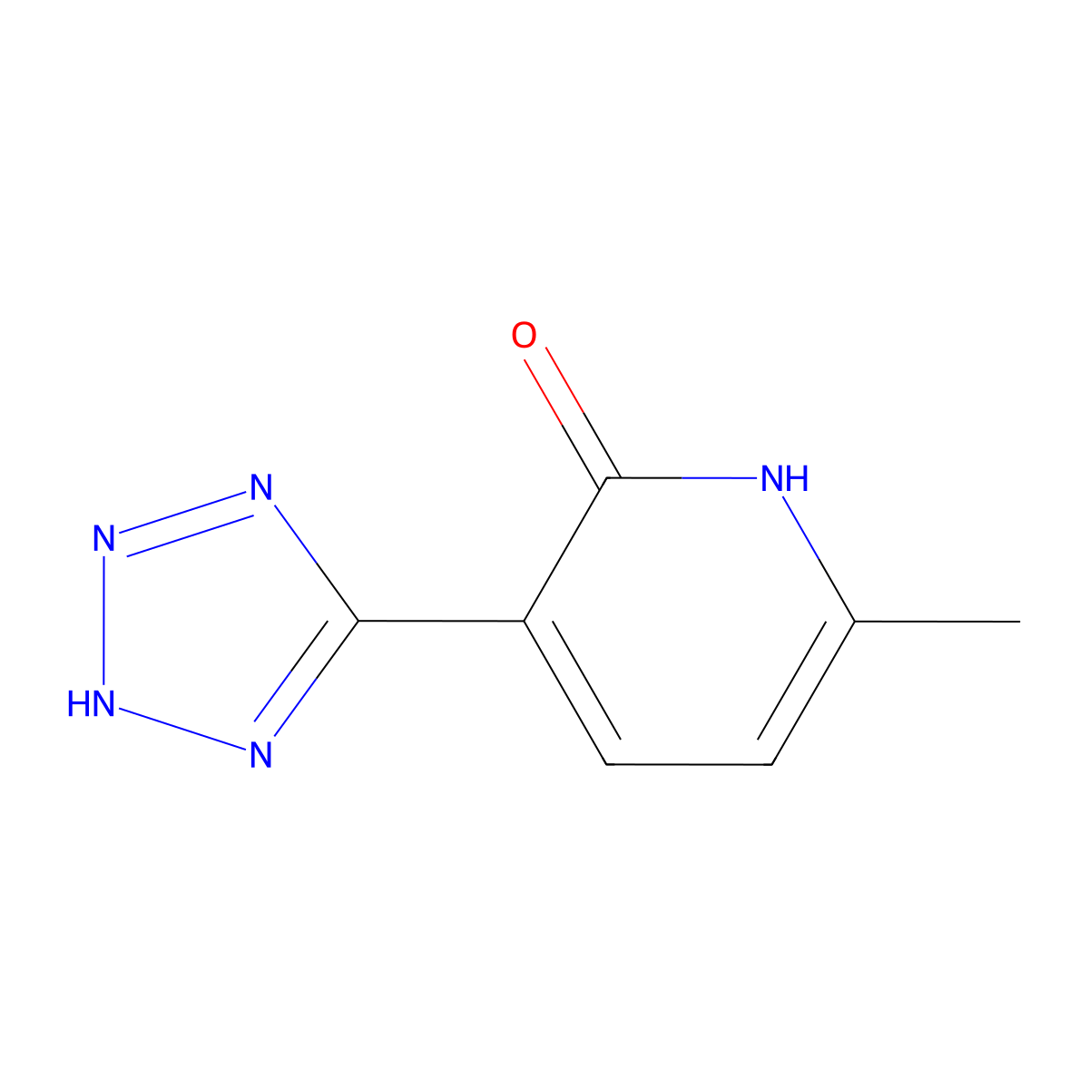 6-methyl-3-(1H-1,2,3,4-tetrazol-5-yl)-1,2-dihydropyridin-2-one molecular structure, CAS 13600-29-8