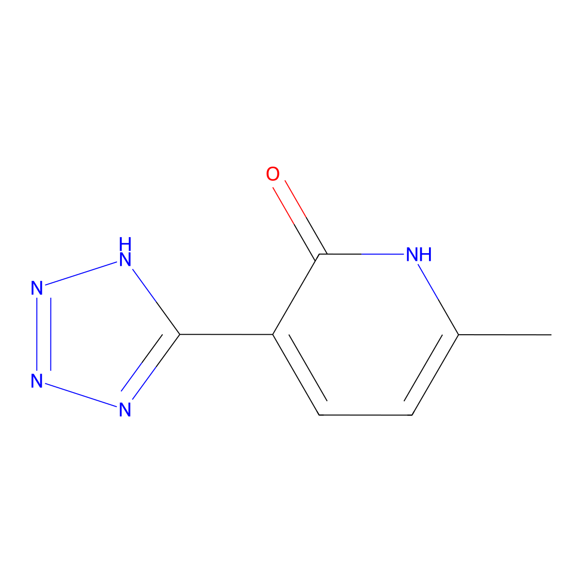 6-methyl-3-(1H-1,2,3,4-tetrazol-5-yl)-1,2-dihydropyridin-2-one molecular structure, CAS 13600-29-8