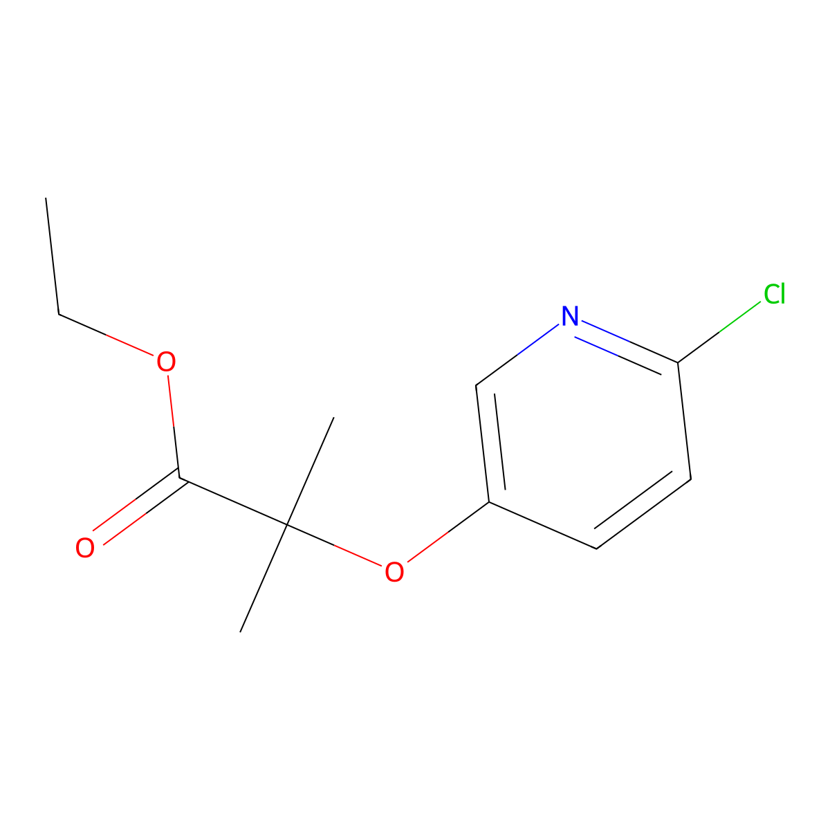 Ethyl 2-(6-chloropyridin-3-yloxy)-2-methylpropanoate molecular structure, CAS 1360056-04-7