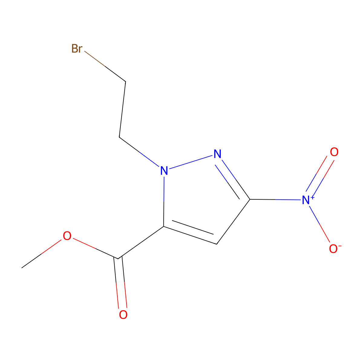 methyl 1-(2-bromoethyl)-3-nitro-1H-pyrazole-5-carboxylate molecular structure, CAS 1360057-00-6