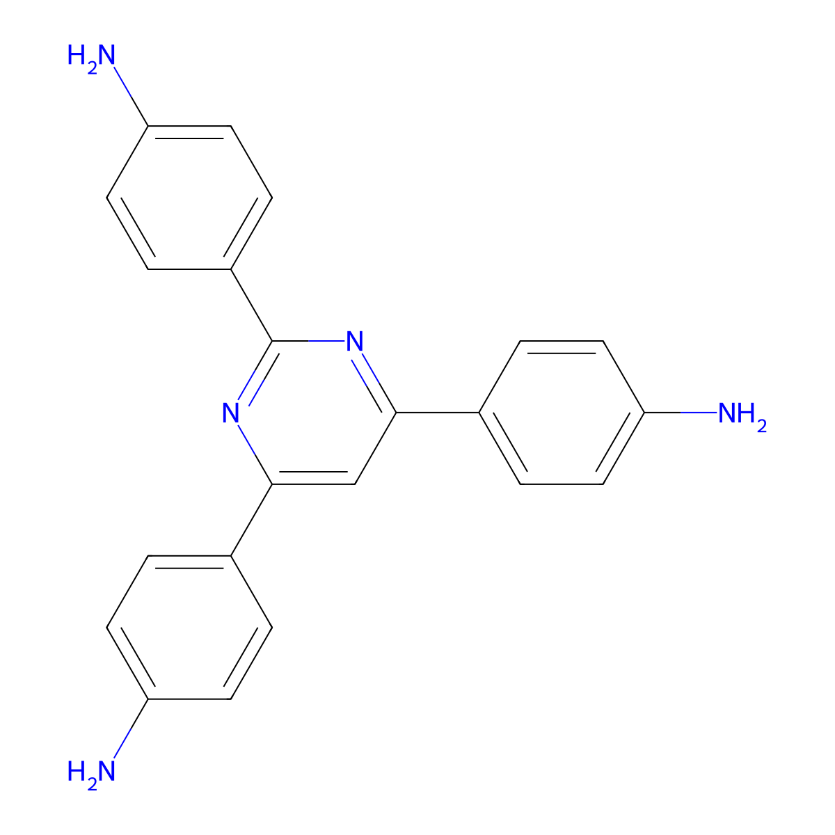 4,4',4''-(Pyrimidine-2,4,6-triyl)trianiline molecular structure, CAS 136009-19-3