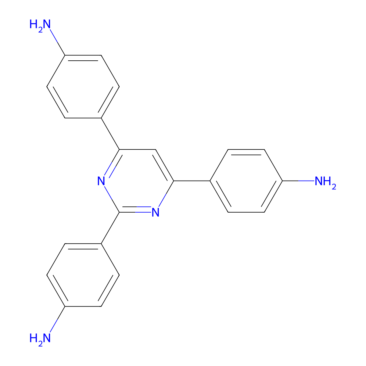 4,4',4''-(Pyrimidine-2,4,6-triyl)trianiline molecular structure, CAS 136009-19-3