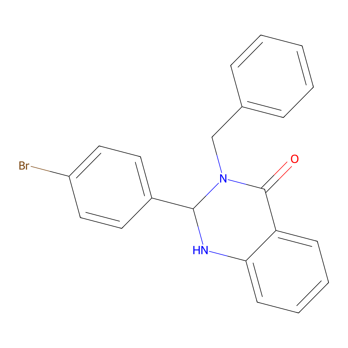 3-benzyl-2-(4-bromophenyl)-2,3-dihydroquinazolin-4(1H)-one molecular structure, CAS 136009-46-6