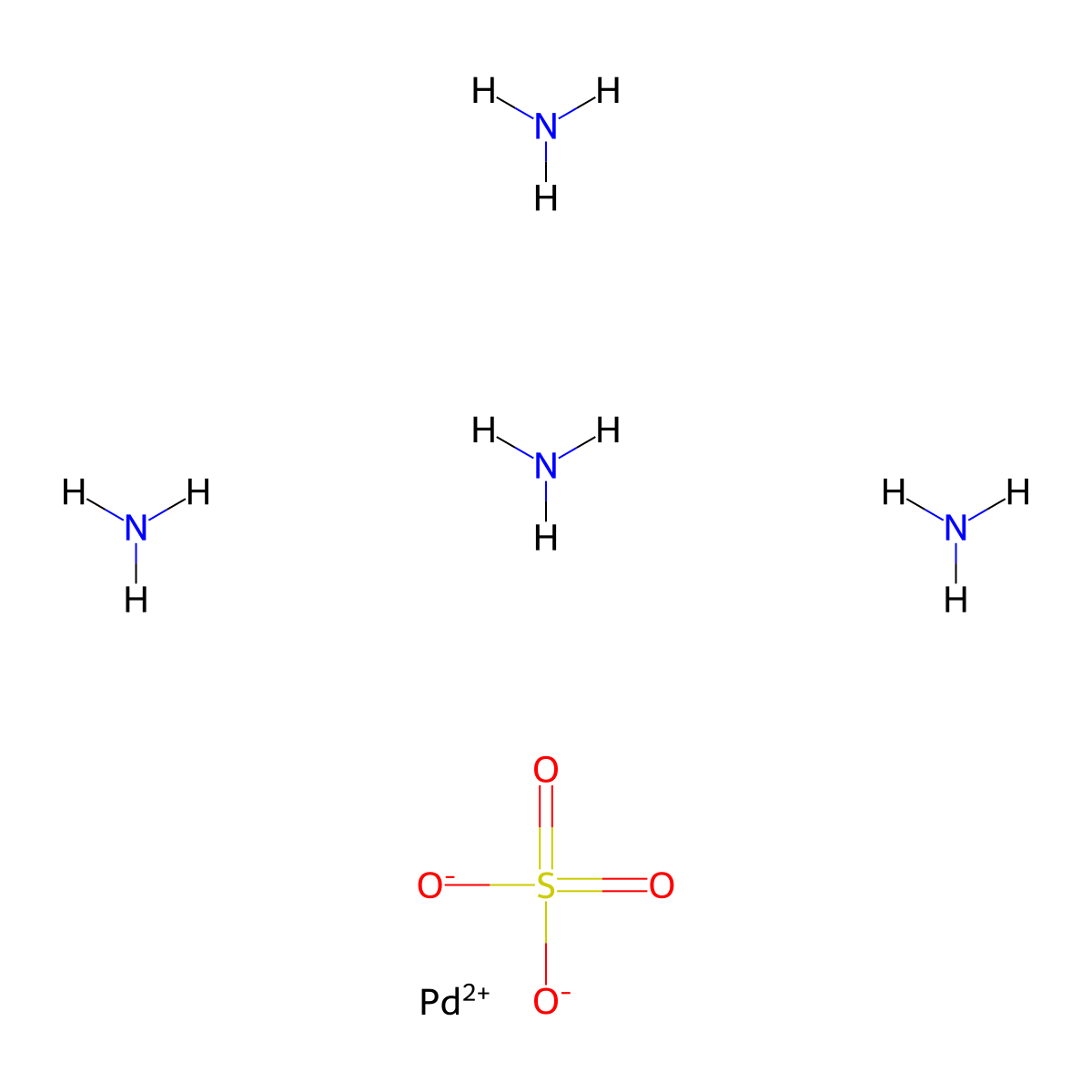 Tetraamminepalladium(II) sulfate molecular structure, CAS 13601-06-4