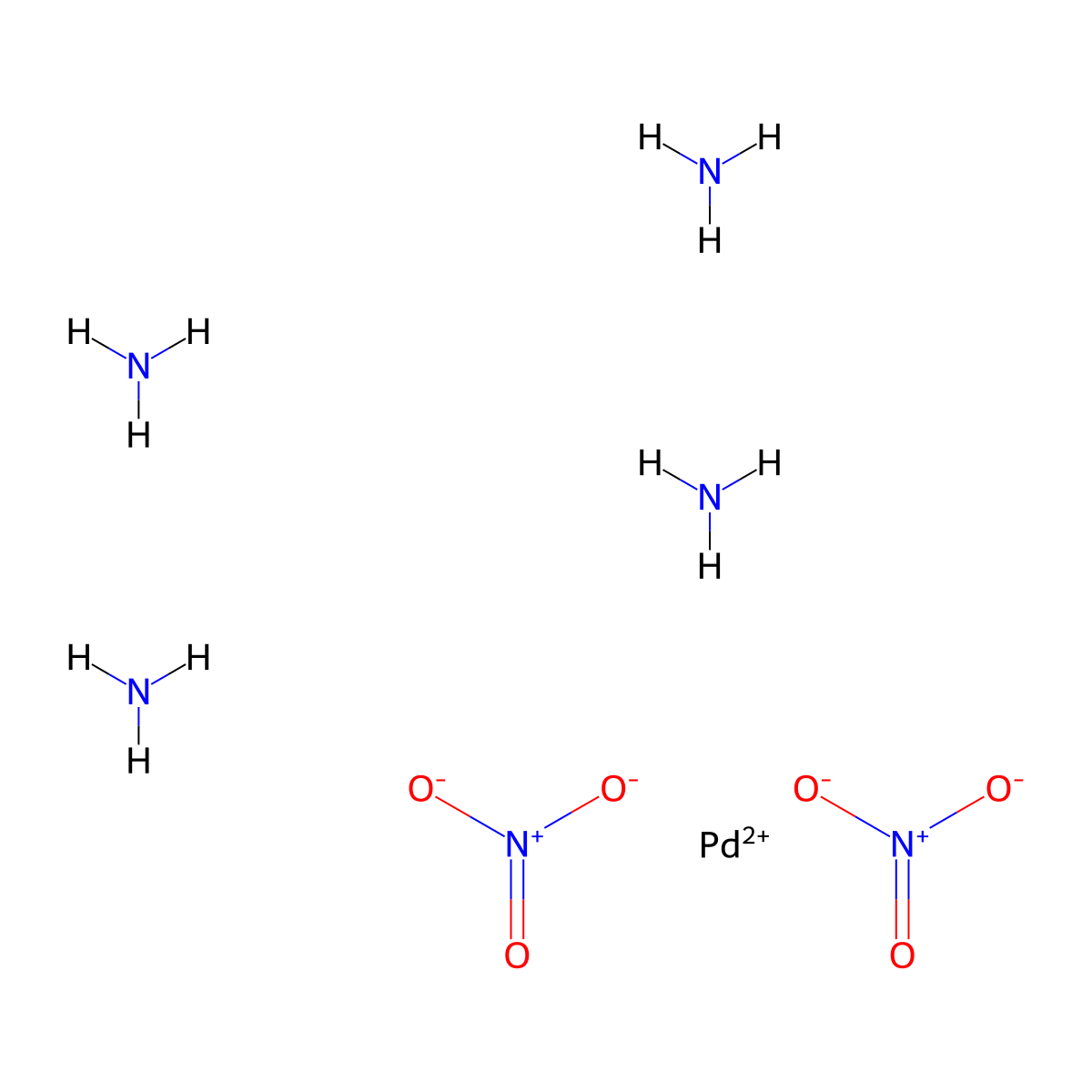Palladium(2+), tetraammine-, (SP-4-1)-, nitrate (1:2) molecular structure, CAS 13601-08-6