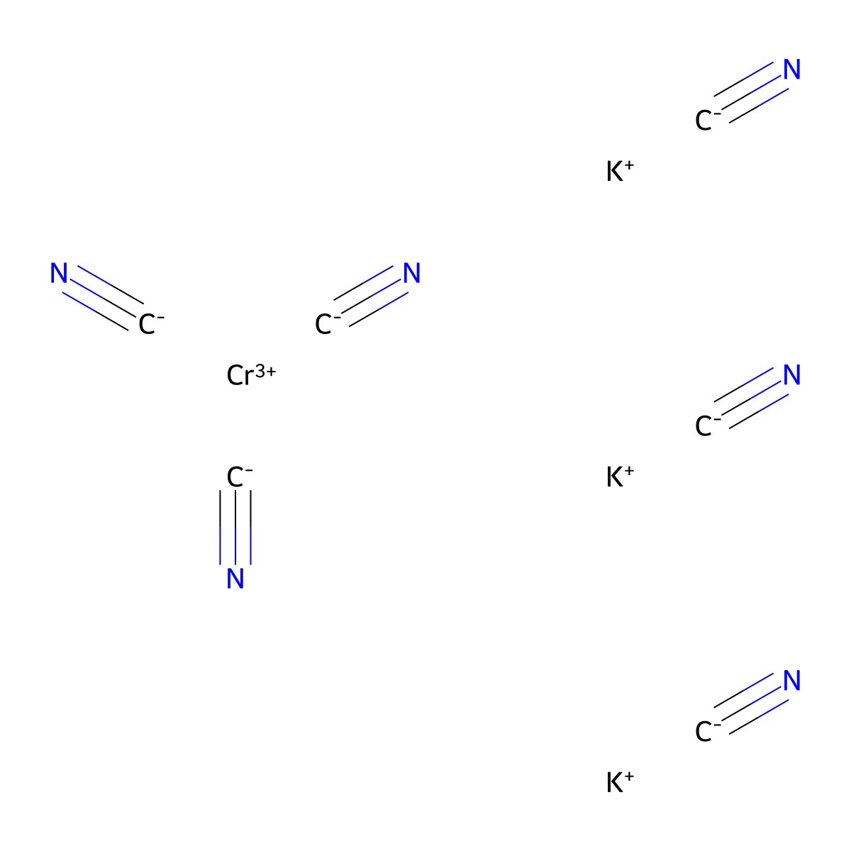 (OC-6-11)-tripotassium hexakis(cyano-C)chromate(3-) molecular structure, CAS 13601-11-1