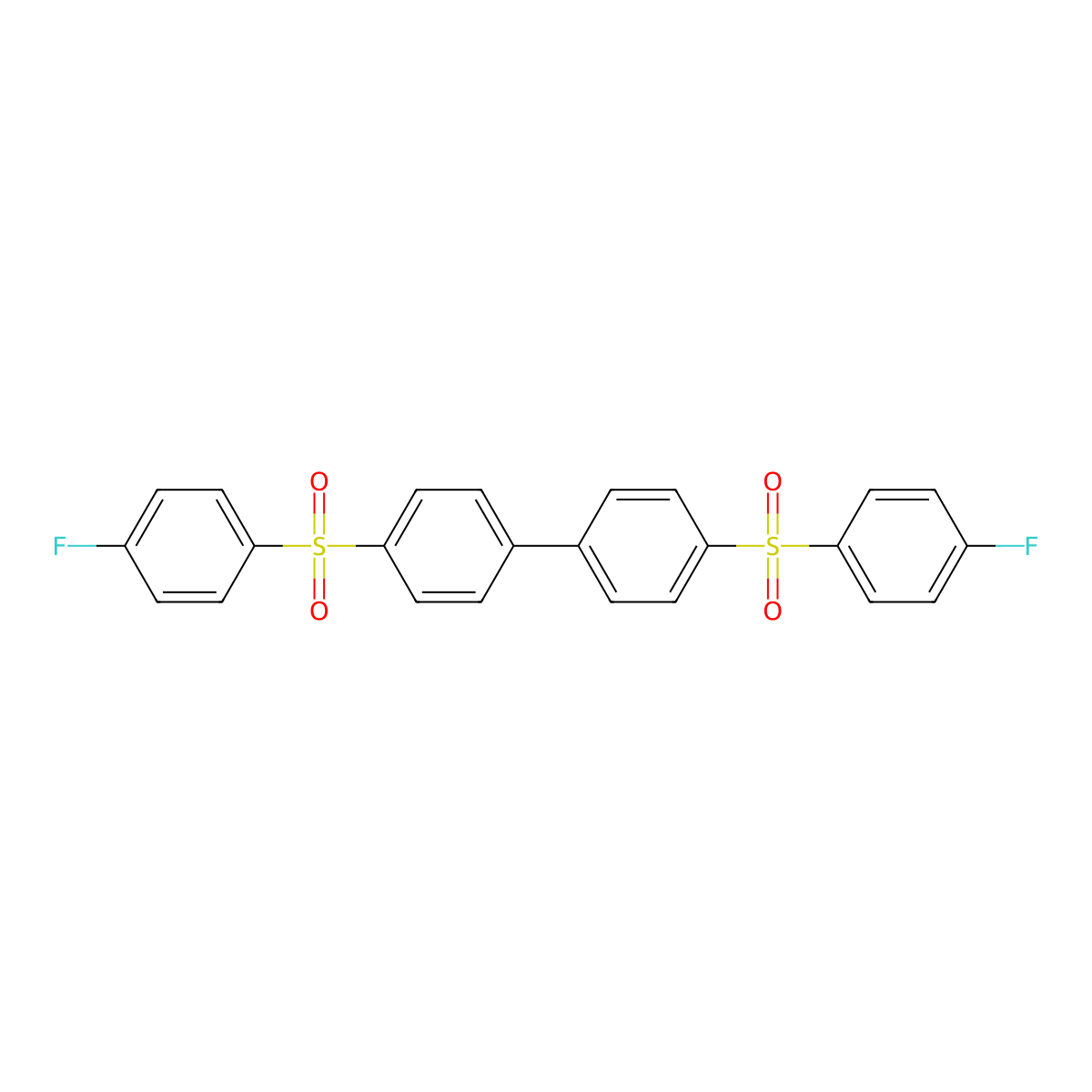 1,1'-Biphenyl, 4,4'-bis[(4-fluorophenyl)sulfonyl]- molecular structure, CAS 136012-52-7