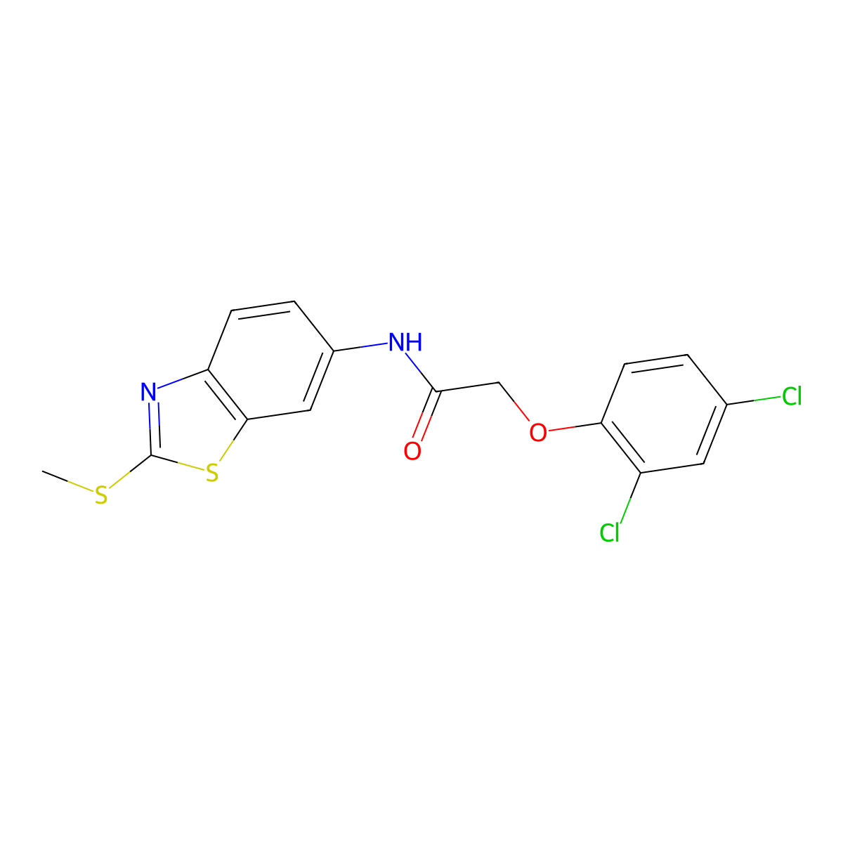 2-(2,4-dichlorophenoxy)-N-(2-(methylthio)benzo[d]thiazol-6-yl)acetamide molecular structure, CAS 136019-74-4