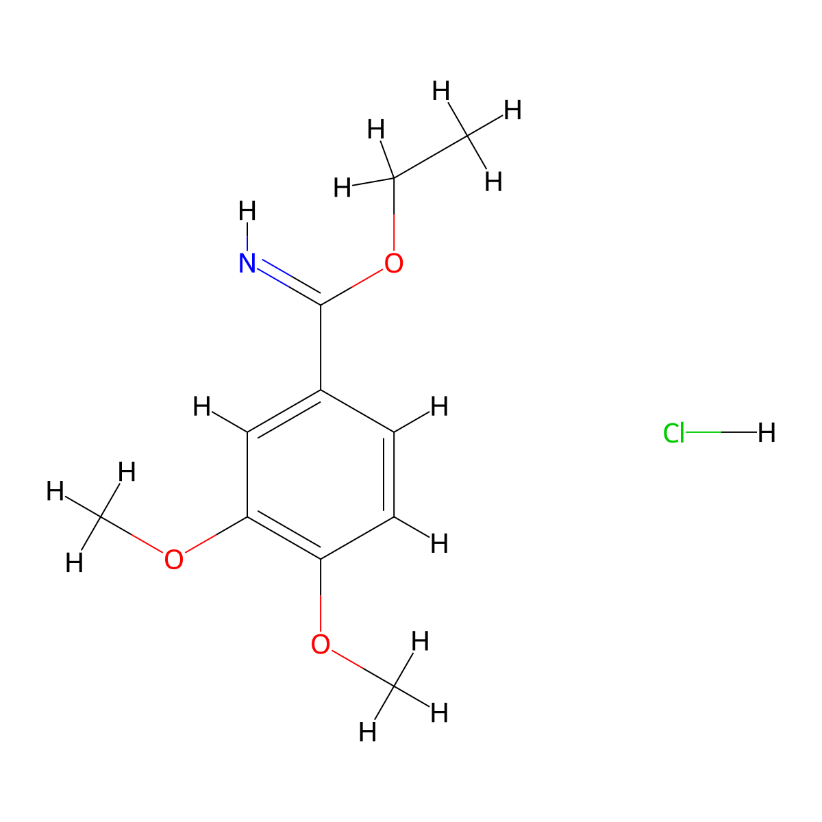 Ethyl 3,4-dimethoxybenzene-1-carboximidate hydrochloride molecular structure, CAS 13602-19-2