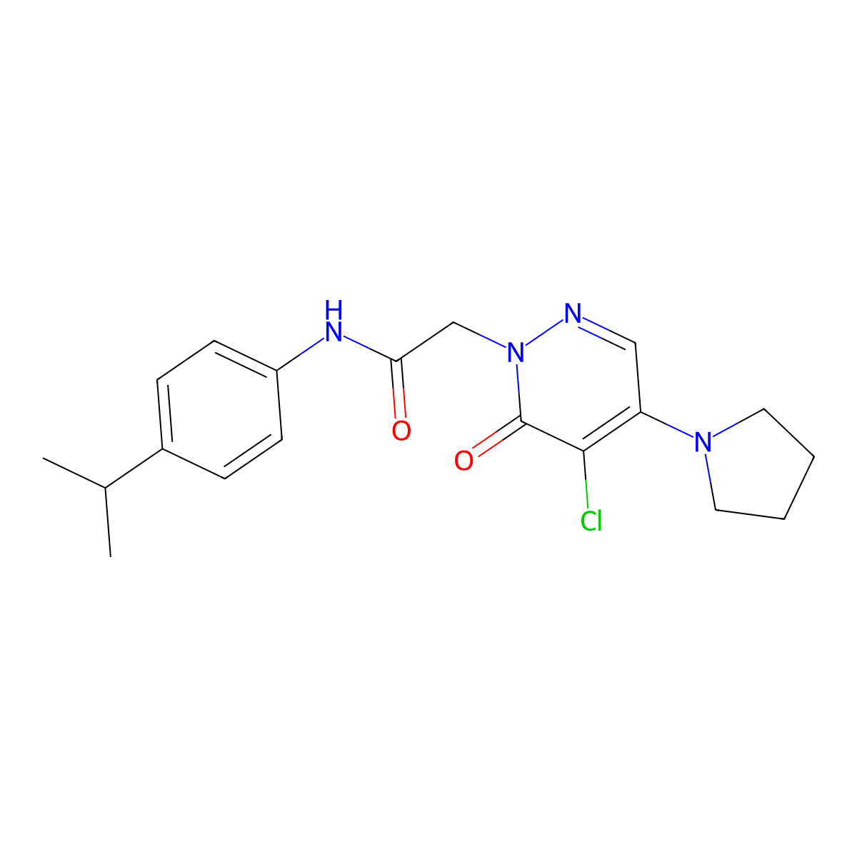 2-(5-chloro-6-oxo-4-(pyrrolidin-1-yl)pyridazin-1(6H)-yl)-N-(4-isopropylphenyl)acetamide molecular structure, CAS 1360206-04-7