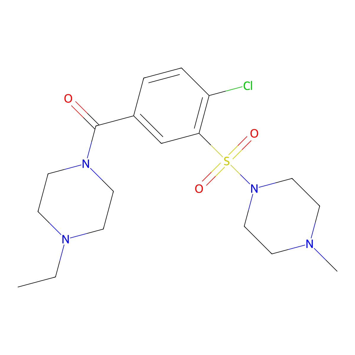 {4-Chloro-3-[(4-methylpiperazin-1-yl)sulfonyl]phenyl}(4-ethylpiperazin-1-yl)methanone molecular structure, CAS 1360208-04-3