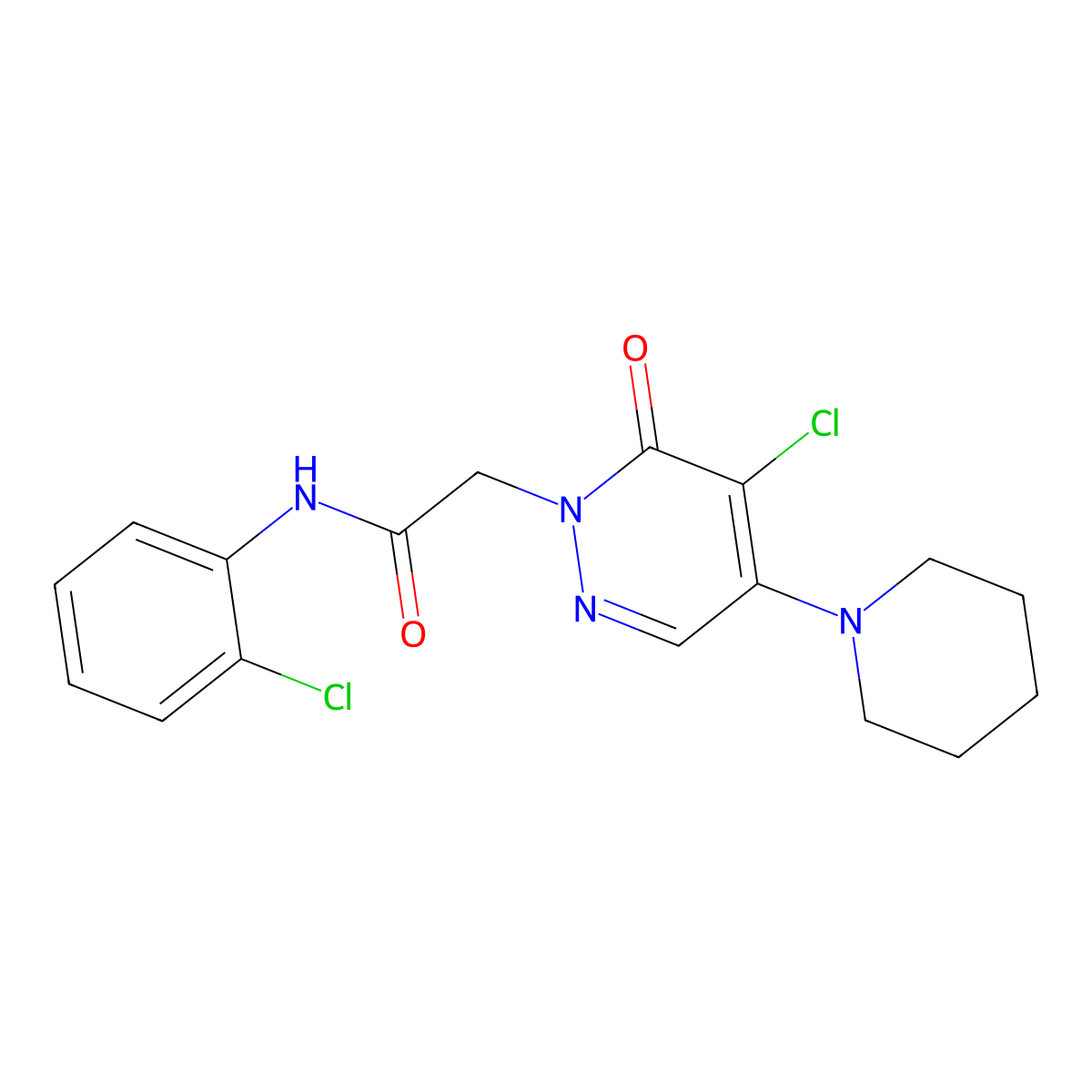 2-(5-chloro-6-oxo-4-(piperidin-1-yl)pyridazin-1(6H)-yl)-N-(2-chlorophenyl)acetamide molecular structure, CAS 1360208-12-3