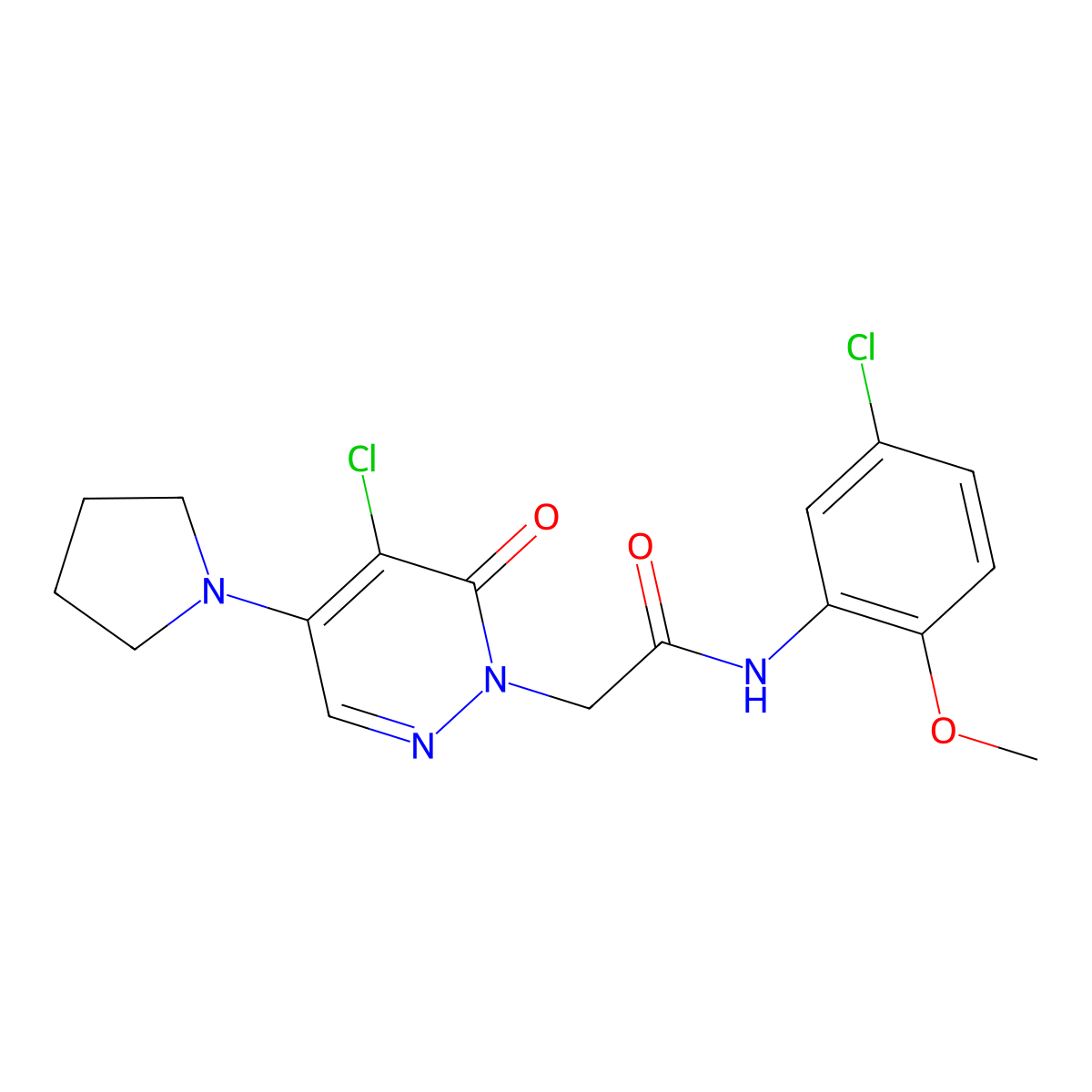 N-(5-chloro-2-methoxyphenyl)-2-(5-chloro-6-oxo-4-(pyrrolidin-1-yl)pyridazin-1(6H)-yl)acetamide molecular structure, CAS 1360209-61-5