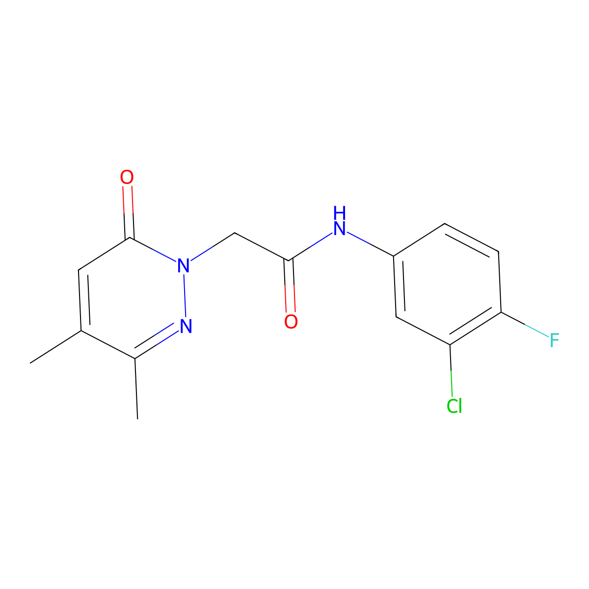 N-(3-chloro-4-fluorophenyl)-2-(3,4-dimethyl-6-oxopyridazin-1(6H)-yl)acetamide molecular structure, CAS 1360210-47-4