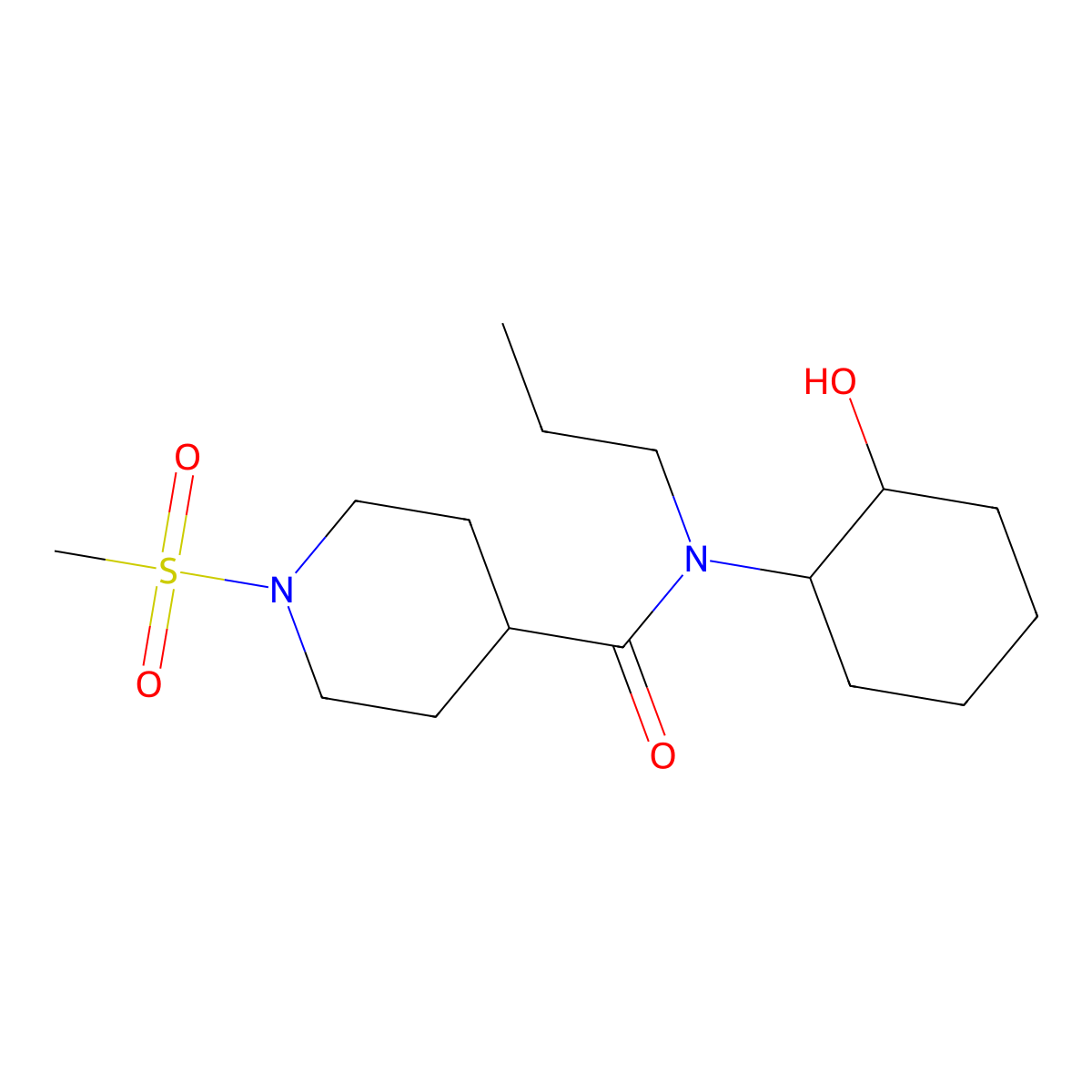 N-(2-hydroxycyclohexyl)-1-(methylsulfonyl)-N-propylpiperidine-4-carboxamide molecular structure, CAS 1360210-57-6