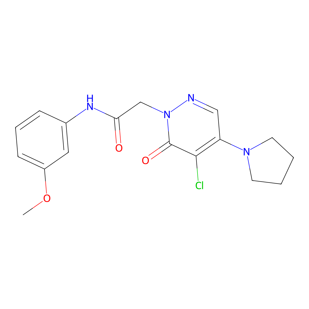 2-(5-chloro-6-oxo-4-(pyrrolidin-1-yl)pyridazin-1(6H)-yl)-N-(3-methoxyphenyl)acetamide molecular structure, CAS 1360227-03-7