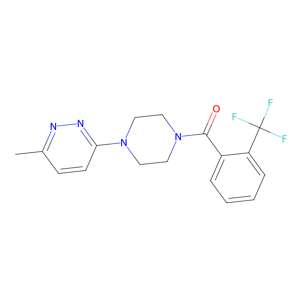 (4-(6-Methylpyridazin-3-yl)piperazin-1-yl)(2-(trifluoromethyl)phenyl)methanone molecular structure, CAS 1360228-60-9