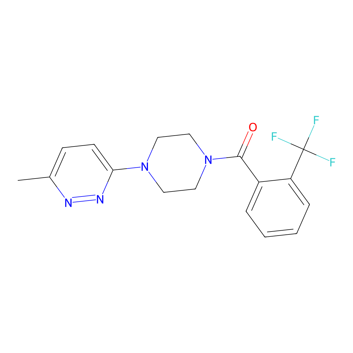(4-(6-Methylpyridazin-3-yl)piperazin-1-yl)(2-(trifluoromethyl)phenyl)methanone molecular structure, CAS 1360228-60-9