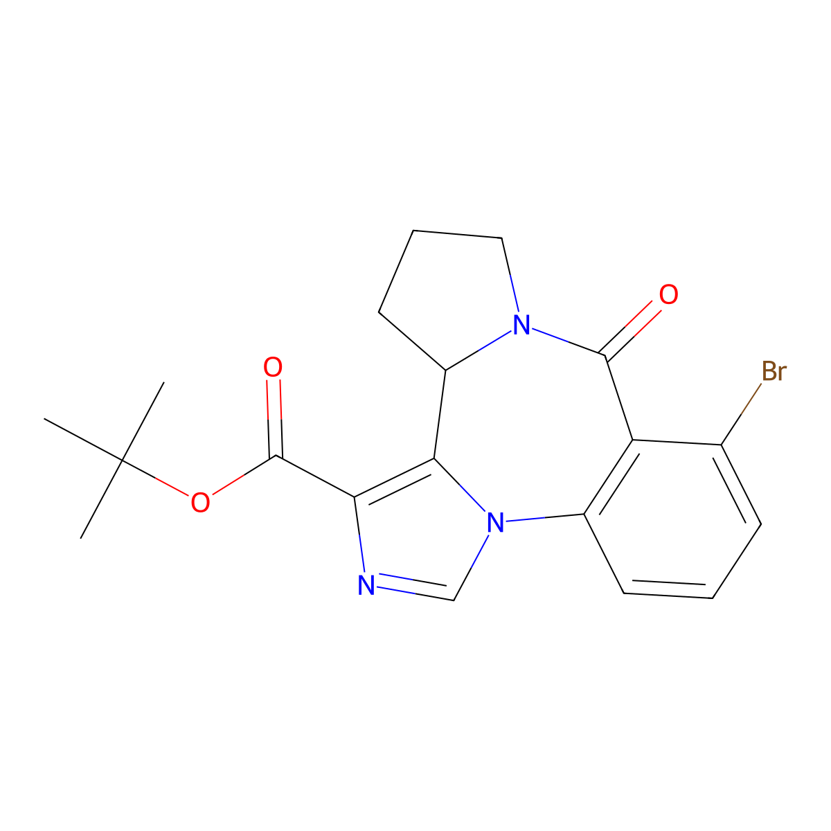 Tert-butyl 14-bromo-12-oxo-2,4,11-triazatetracyclo[11.4.0.02,6.07,11]heptadeca-1(17),3,5,13,15-pentaene-5-carboxylate molecular structure, CAS 136023-18-2