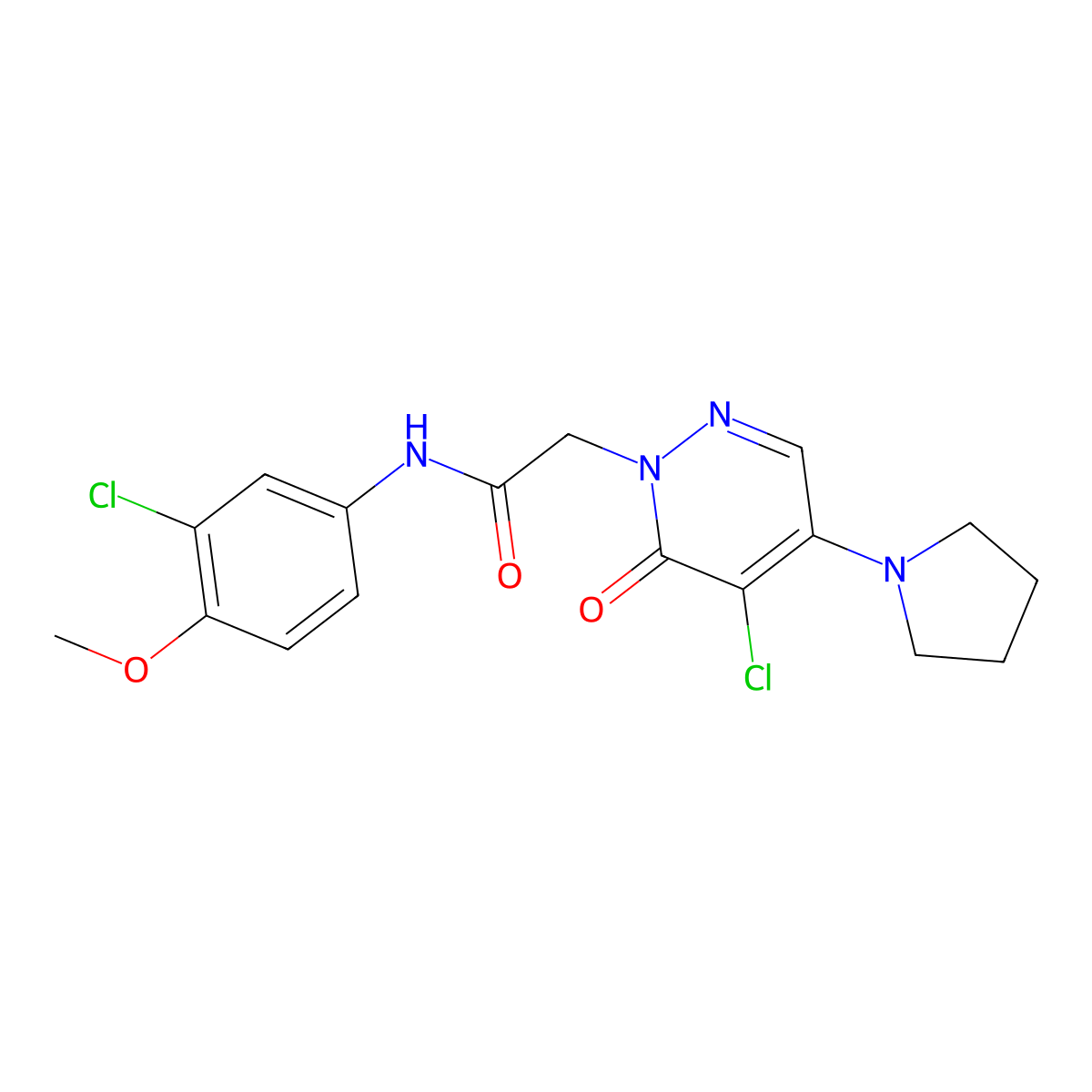 N-(3-chloro-4-methoxyphenyl)-2-(5-chloro-6-oxo-4-(pyrrolidin-1-yl)pyridazin-1(6H)-yl)acetamide molecular structure, CAS 1360232-57-0