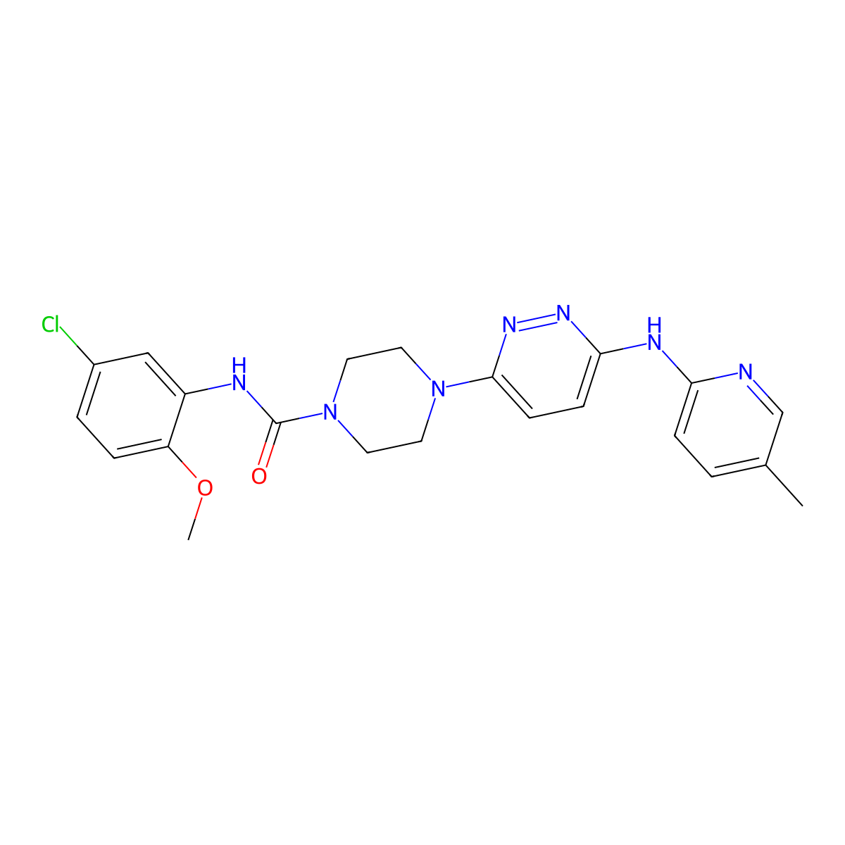 N-(5-chloro-2-methoxyphenyl)-4-(6-((5-methylpyridin-2-yl)amino)pyridazin-3-yl)piperazine-1-carboxamide molecular structure, CAS 1360233-79-9
